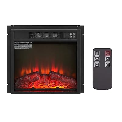 Electric Fireplace Insert 18 Inch 1400W 120V Slim Heater with Remote Control, Flame & Log Set - Fast Heating, for Living Room and Bedroom