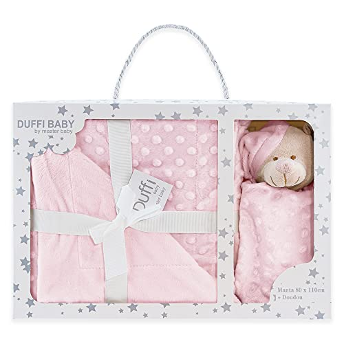 Duffi Baby 0775-06 - Dou douosito + manta luxe doble cara (2 piezas) 80x110 cm, niñas, color rosa