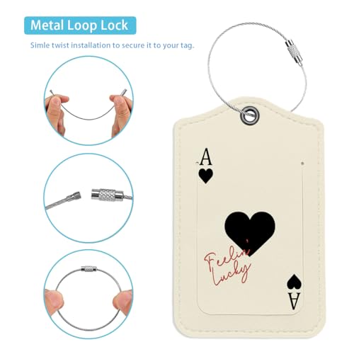 Preppy Playing Cards Luggage Tags for Suitcases, Spade Luggage Tag, Feeling Lucky, Back to School, Trendy 2 Pack Luggage Tags for Travel, Teen Girls Gifts Suitcase Tags3