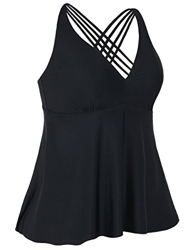 Firpearl Women's Tankini Swimsuits Cross Back Flowy Swim Tops Modest Swimwear2
