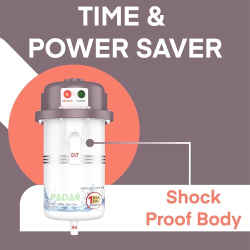 Image of PADAR Instant Water Geyser 1L Portable Electric Water Heater | Hot Water in Just 6 Seconds Auto Cut Off | Durable ABS Plastic Body | for Home, Hotel, Kitchen(Multicolor) (1LTR-REG, Multicolor)