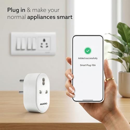 Image of AGARO Regency 16A Wi-Fi Smart Plug with Energy Monitoring & App Control, Compatible with Alexa & Google Assistant, Voice Control for Geyser, AC & Other Heavy Appliances, Timer & Scheduling, White