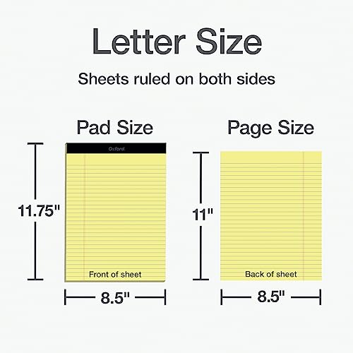 Oxford Legal Pads, 8.5 x 11 Inch, Wide Ruled, Yellow Paper, 50 Sheets per Pad, 12-Pack Notepads for School, Office, Lists, and Note Taking, Letter Size, Double-Sided Writing Pages image 7