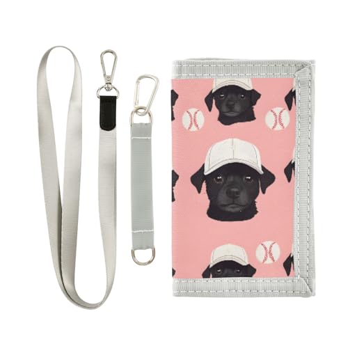 ALAZA Kids Wallets for Boys Girls Toddler Trifold Wallet Children Small Baseball Hat Dog with Zipper Coin Pocket