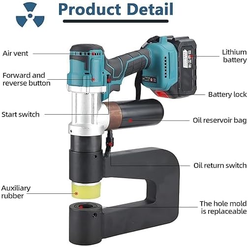 Hydraulic Punch Tool Kit, Electric Hole Punch 6 Dies (16-32mm),for Fast Hole Punching in Steel Plates & Conduit, 1-Press Start