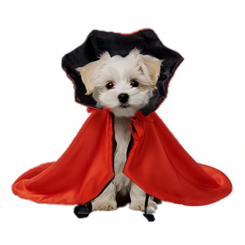 Decorhome Capa de vampiro para gatos y perros disfraces de Halloween en rojo | Capa de Halloween para perros | Capa de vampiro para mascotas para perros | Capa mágica de bruja | Abrigo mediano para