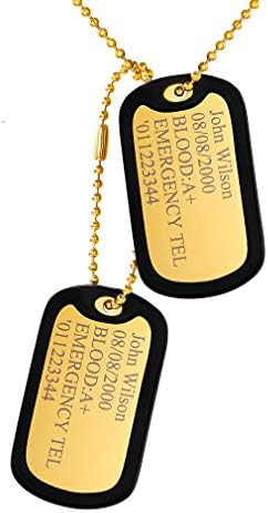 Custom4U Dogtags for Men Personalised Necklace with Photo& Text,Silver/Gold/Black (with Gift Box)