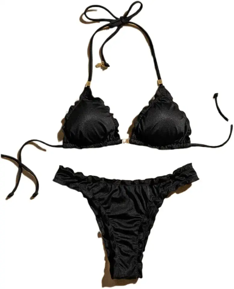 Biquini Cortininha com forro Bojo Removível Calcinha Meio Fio Dental