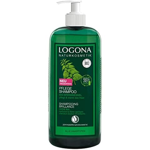 LOGONA Naturkosmetik Nourishing shampoo for naturally healthy hair, suitable for all hair types, hair shampoo with vegan formula made of organic nettle, 1 x 750 ml (advantage size) Cover
