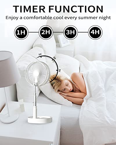 Un Unitedtime Desk And Table Fan, Air Circulator Fan Portable Travel Fans Battery Operated Or Usb Powered,Adjustable Height ,Foldaway Fan With Remote Control Timer 4 Speed Settings (White) #TOP3