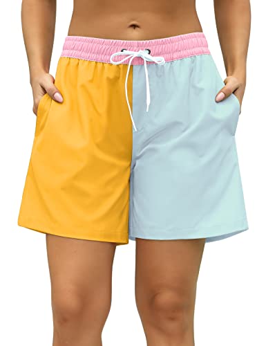Image of Rocorose Women's Board Shorts Quick Dry Summer Sports Drawstring Beach Trunks Built-in Liner with Pockets