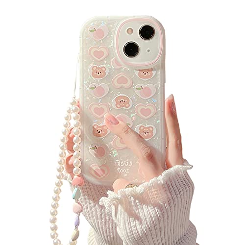 Coque iPhone 13 protégeant l'appareil photo avec chaîne de perles anti-chute