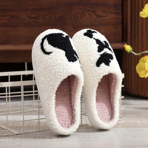 Image of Highland Cow Slippers for Women Plush Scottish Highland Cow Animal Slippers Warm Non Slip Home Indoor Slippers