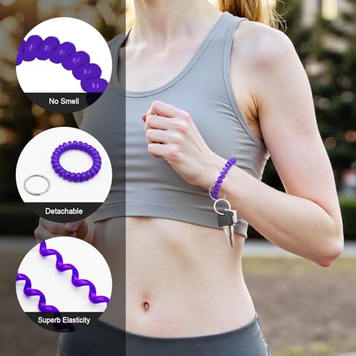 Image of TENOC Spiral Coil Keychain, Anti-lost Key Chain Holder Lanyard Cord for Sauna Outdoor Sports and Gym Pool