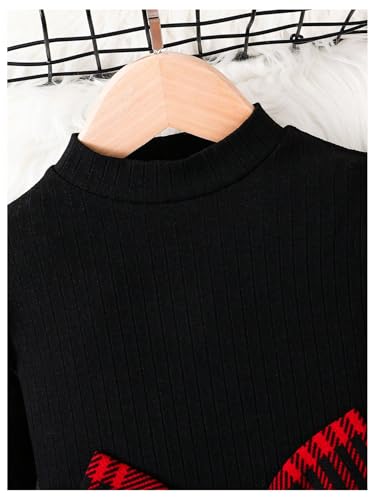 Floerns Toddler Girl's Cute Plaid Bow Front Long Sleeve A Line Dress Ruffle Trim Short Dresses3