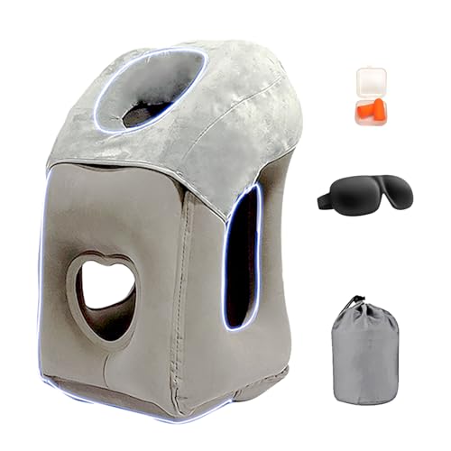 エアア枕旅行枕は二重方式で息を吹きかけます、飛行机枕は小さくて精緻です、エアア枕は収納袋がついて安くて携帯して余分な空間を占有しません、昼寝枕は飛行機、車とオフィスでより快適な睡眠をとるのに適しています (グレーです)