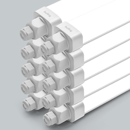 buling 10 Pièce Tube LED 60CM, 18W 1800LM Tube Fluorescent Luminaire Plafonnier Led Étanche IP65, Connectable Tube Lampe, Reglette LED pour Atelier, Garage,...