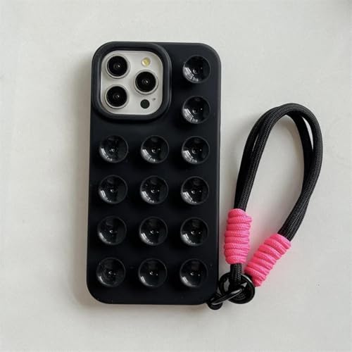 Coque iPhone 13 Pro silicone noir haut de gamme lanière dragonne