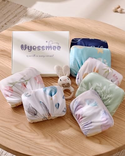 Nyessmee Pack and Play Sheets for Boys Girls, 38" x 26" Mini Crib Sheets Fitted for Pack n Play Mattress, Soft Breathable Playard Sheets, 2-Pack Blue Rocket — view 8