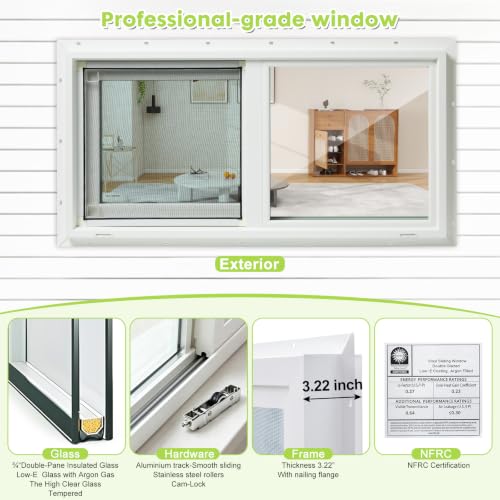 Ventana corredera para renovar el aire del sótano con vidrio templado de doble panel 4