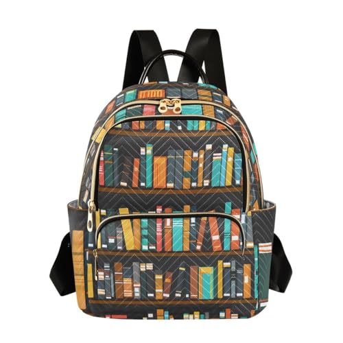 Image of ALAZA Bookshelves Library Women Backpack Purse Ladies Fashion Shoulder Bag Daypack Travel Bag 10L