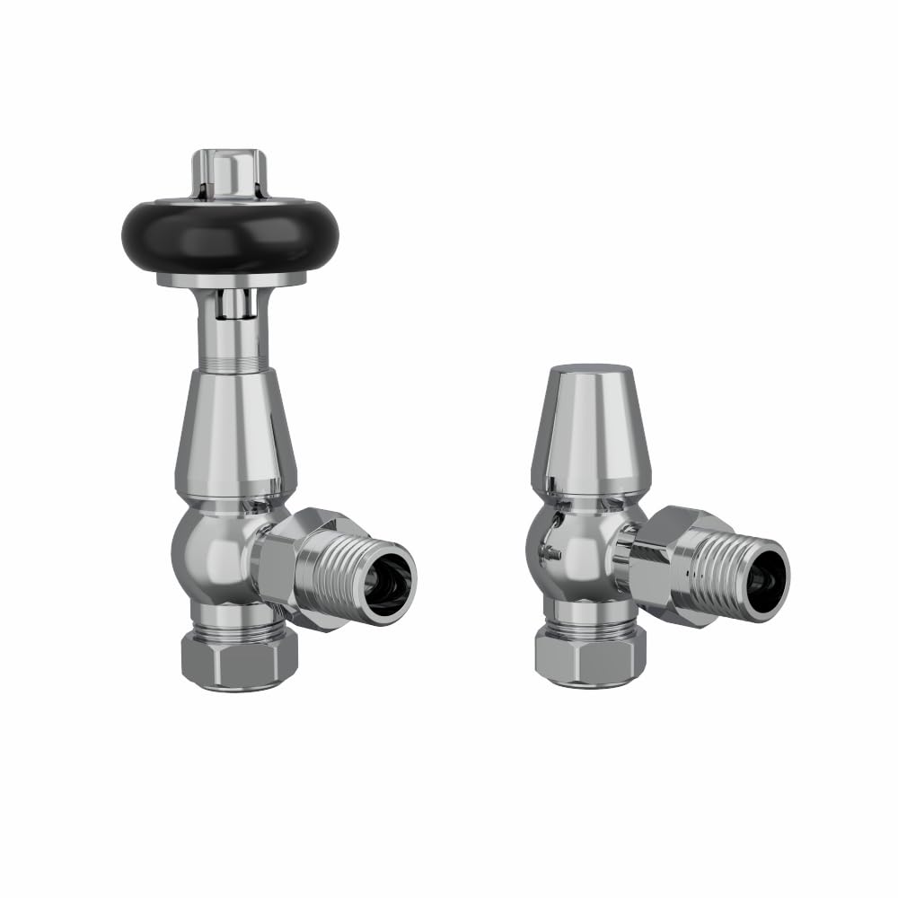 Warmehaus Chrome Chelsea Traditional Angled Trv Thermostatic Radiator Valves