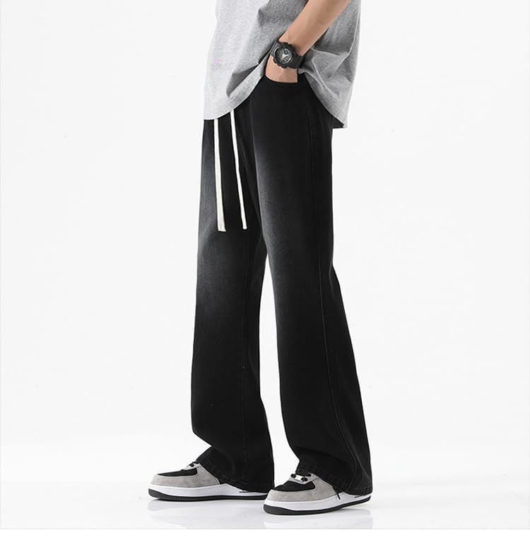 Jeans Pants Trousers Denim Retro Vintage Style Micro Flared for Young People Cool Streetwear High-end Casual Men4