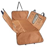 SJWJWOO Funda Coche Perro Rigida, Fondo Duro, con Ventana de Malla Visible, Impermeable y Resistente Protector De Carro para Perro para Mayoría de Coches 137x164 cm,Brown