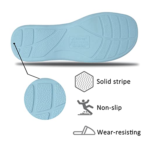 Git-Up Women's Memory Foam Slippers With Arch Support Adjustable Hook And Loop Slippers Diabetic Open Toe Soft Bedroom House Slippers For Indoor Outdoor Shoes Blue Us 5/6 #TOP4