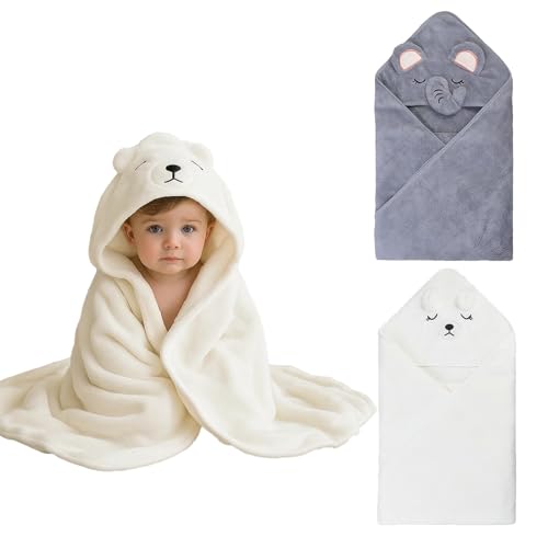 JNGTKL 2 Pack 80x80cm Baby Bath Towels Newborn Hooded Towels
