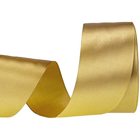 ATRBB 25 Yards 2 inches Satin Ribbon for Wedding,Handmade Bows and Gift Wrapping (Dark Gold) Cover
