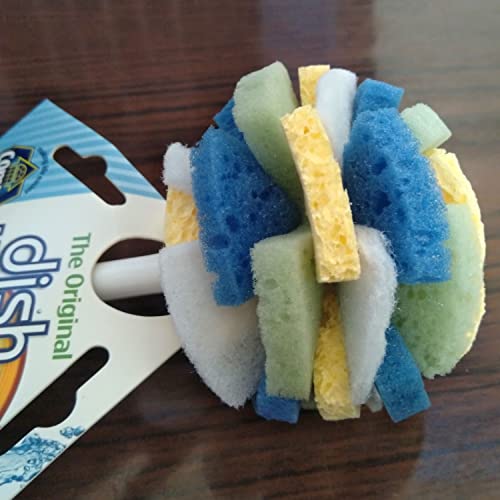 Compac’s Dish Spongewand Plus Tri Surface Scrubbing Sponge With Cello Foam Scour Sponge Petals, Cleans Dishes, Glassware 360° Scrubber Pads For Tough To Clean Pots Pans, Multi-Color, (Pack Of 6) #TOP3