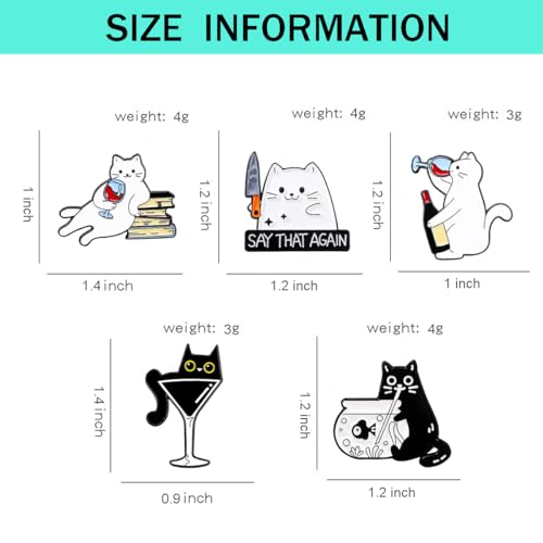 Image of White & Black Cat Enamel Lapel Pins for Women Girl Cute Animal Enamel Brooch Pins for Jackets Playful Cat Enamel Brooch Badge DIY Accessories Decor