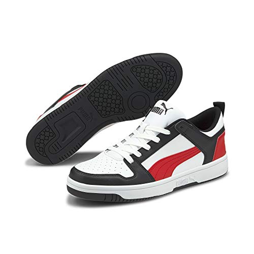 PUMA Mens adult Rebound Layup Lo Sneaker, Puma White-puma Black-high Risk Red, 13 US