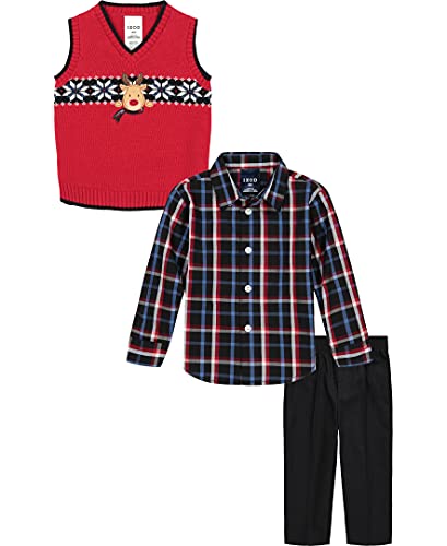 Image of IZOD Boys' 3-piece Holiday Sweater Vest, Dress Shirt, and Pants Set