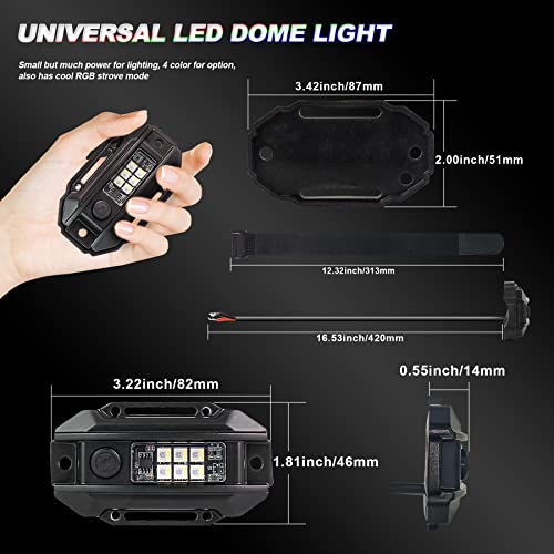 Luz de cúpula RGB blanca para UTV y ATV con interruptor universal 7