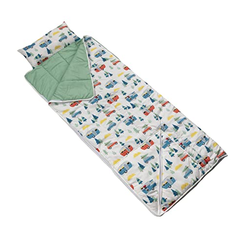 Bolsa de dormir para niños Lippert Components modelo 2022107837, capacidad individual, forma rectangular, color verde, con cierre de cremallera derecha y materiales de algodón y poliéster