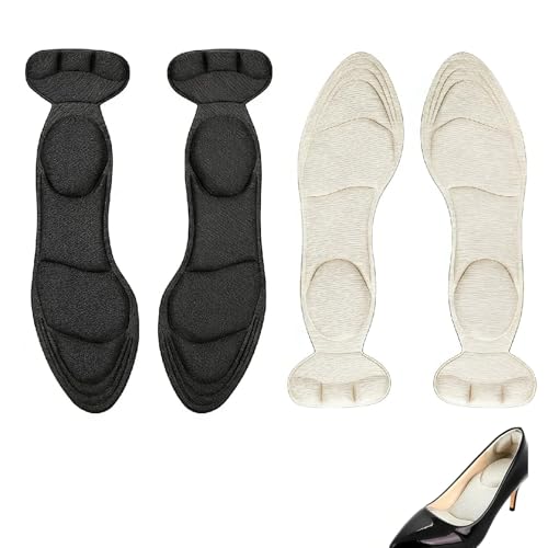 YANAJIAJIA 2 Pairs Shoe Insoles for Women - Insoles for Heels & Shoes That are Too Big Black & Beige for Women Loose Shoes Metatarsal Arch Foot Pain(35-40)