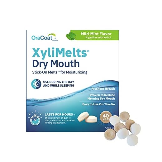 OraCoat XyliMelts Dry Mouth Relief Moisturizing Oral Adhering Discs Mild Mint with Xylitol, for Dry Mouth, Stimulates Saliva, Non-Acidic, Day and Night Use, Time Release for up to 8 Hours, 40 Count