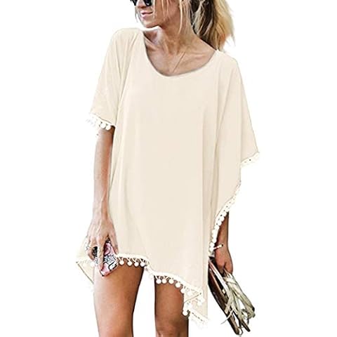 JMITHA Swimsuit Cover Up for Women Chiffon Tassel Beachwear Swimwear Beach Dress Bathing Suit Cover up Summer Cover