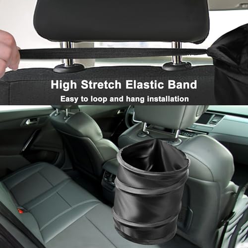 Image of Car Trash Can, 2 Packs 4 Gallons Garbage Can, Collapsible Trash Bin | Pop-Up Trash Can for Car Front Back Seat, Portable Car Trash Bag Hanging for Vehicle SUV Rv Truck Accessories Interior, Black