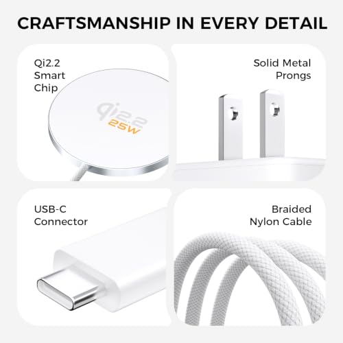 Magnetic Wireless Charger [25W Fast Charging], 6FT Qi2.2 Fast Wireless Charger Phone Pad with 45W USB-C Wall Charger Combo, for iPhone 17-16, AirPods — view 6
