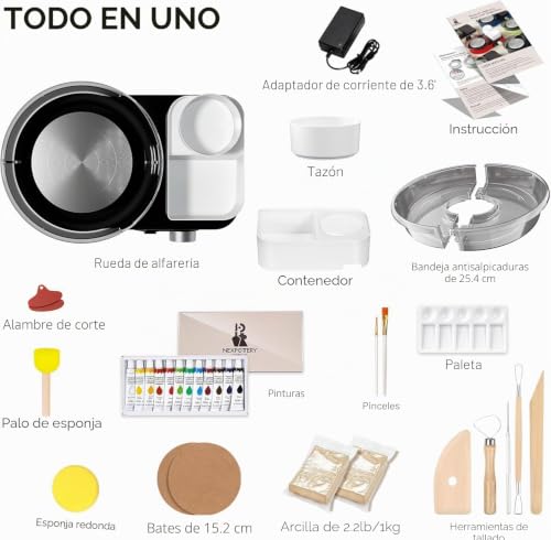 Miniatura 2 de Innofans Torno Ceramica Eléctrico Para Principiantes Y Profesionales Kit De Ceramica Completo Para Casa Con 1kg De Arcilla, 0-200 Rpm Y Accesorios, Máquina De Alfarería Para Proyectos Diy