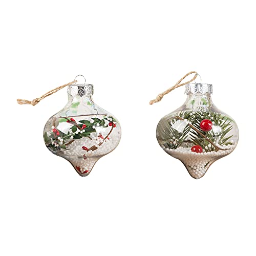 Boule de Décoration d'arbre de Noël Pratique Boules de Noël à Remplir Boules de Noël en Plastique Durable Boule de Noël Creuse pour Décoration de Sapin, Table et Cadeau 2 Pièces (Transparent) Cover