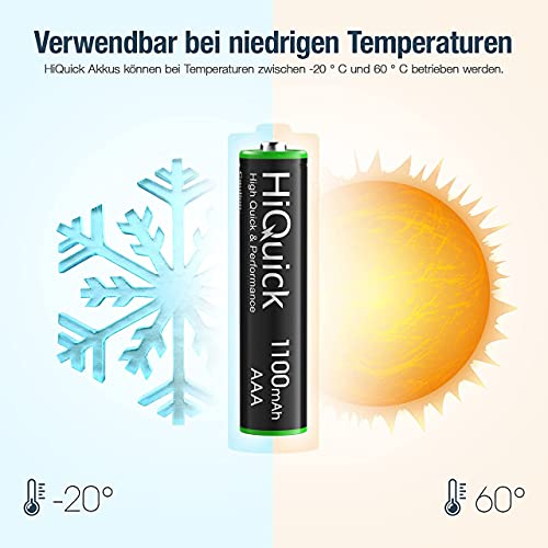 HiQuick AAA Akku 1100mAh Ni-MH, wiederaufladbare Micro AAA Batterien