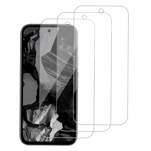 WowFluy 3 Pack for Google Pixel 8a Tempered Glass Screen Protector Scratch-Proof GKV4X Bubble-Free HD Transparent 9H Hardness Bubble Free Case Friendly