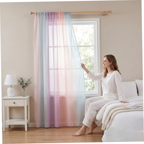 Rideau chambre d'enfant dégradé violet vert pour illuminer le salon
