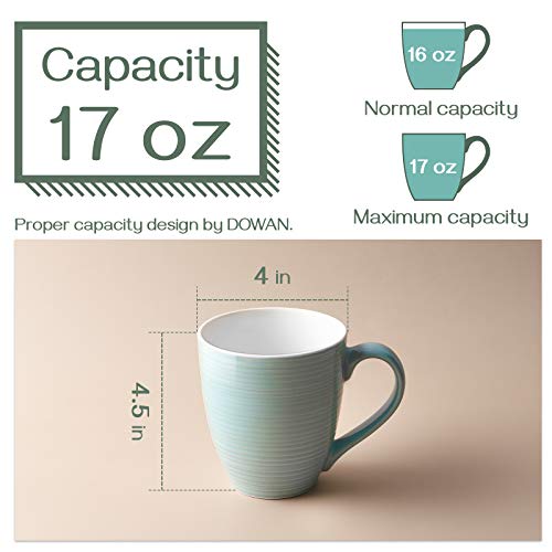 Dowan 17 Oz Large Coffee Mugs Set Of 4 - Ceramic Coffee Mugs With Large Handle, Thanksgiving Christmas Coffee Cups Gift For Hot Or Cold Drinks, Easy To Hold & Texture Design, White #TOP2