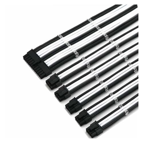 4mm con maniche 1x24Pin 2x4+48Pin CPU 3xPCIE 6+2P GPU Kit cavi di prolunga PSU di base per computer Cavo di alimentazione20cm Carbon bianco