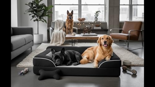 Image of Cutepups Black and Light Grey Premium Orthopedic Dog Bed Large Size (L) - Supportive Washable Sofa Bed for Dogs